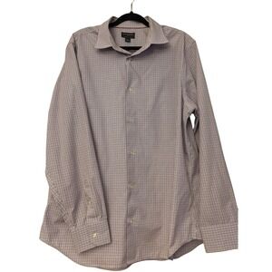 Banana Republic Non Iron Slim Fit Shirt Mens XL 17-17.5 Burgundy Blue Check